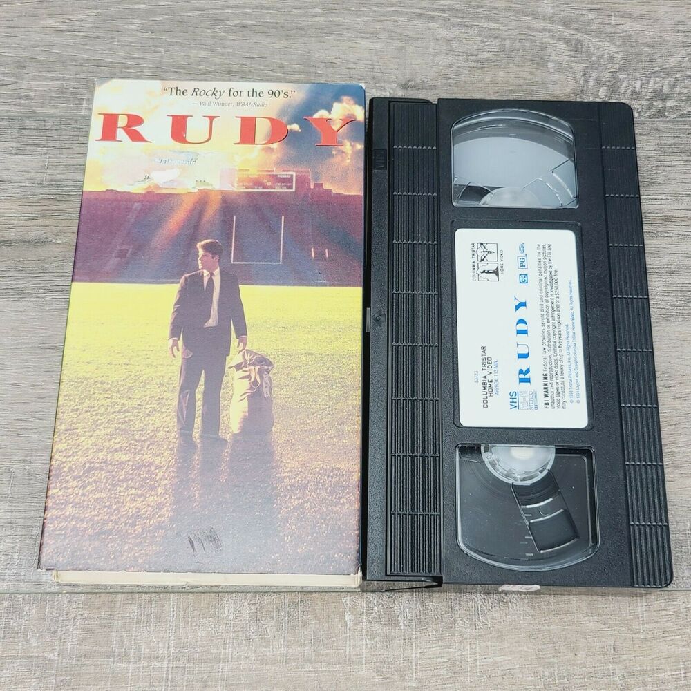 Rudy (VHS, 1994, Closed Captioned) Sean Astin Ned Beatty Charles Dutton